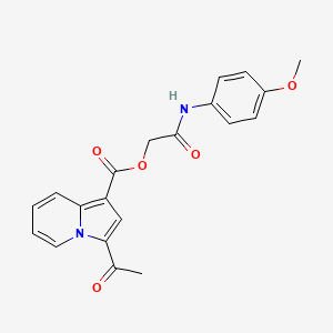 molecular formula C20H18N2O5 B2509126 2-((4-Methoxyphenyl)amino)-2-oxoethyl 3-acetylindolizine-1-carboxylate CAS No. 899998-38-0