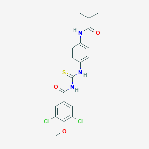 molecular formula C19H19Cl2N3O3S B250913 3,5-dichloro-4-methoxy-N-({4-[(2-methylpropanoyl)amino]phenyl}carbamothioyl)benzamide 