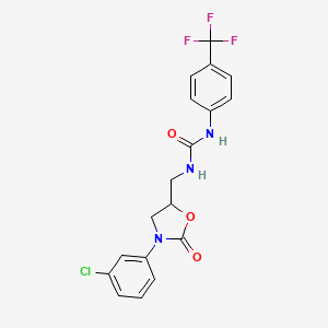 molecular formula C18H15ClF3N3O3 B2509139 1-((3-(3-氯苯基)-2-氧代恶唑烷-5-基)甲基)-3-(4-(三氟甲基)苯基)脲 CAS No. 954609-44-0