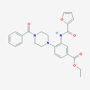 molecular formula C25H25N3O5 B250914 Ethyl 4-(4-benzoylpiperazin-1-yl)-3-(furan-2-carbonylamino)benzoate 