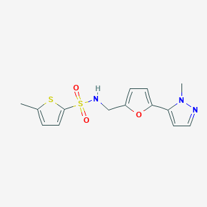 molecular formula C14H15N3O3S2 B2509141 5-Methyl-N-[[5-(2-methylpyrazol-3-yl)furan-2-yl]methyl]thiophene-2-sulfonamide CAS No. 2415573-82-7