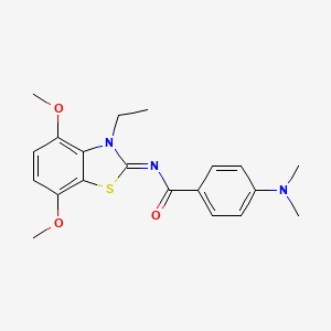 molecular formula C20H23N3O3S B2509142 4-(二甲氨基)-N-(3-乙基-4,7-二甲氧基-1,3-苯并噻唑-2-亚甲基)苯甲酰胺 CAS No. 868370-67-6