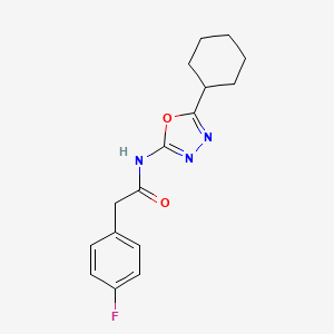 molecular formula C16H18FN3O2 B2509160 N-(5-cyclohexyl-1,3,4-oxadiazol-2-yl)-2-(4-fluorophenyl)acetamide CAS No. 922078-47-5