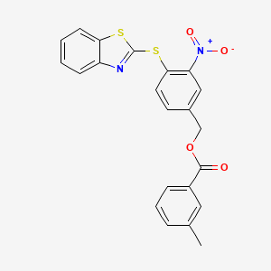 molecular formula C22H16N2O4S2 B2509165 [4-(1,3-Benzothiazol-2-ylsulfanyl)-3-nitrophenyl]methyl 3-methylbenzoate CAS No. 320424-21-3