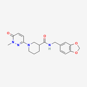 molecular formula C19H22N4O4 B2509171 N-(benzo[d][1,3]dioxol-5-ylmethyl)-1-(1-methyl-6-oxo-1,6-dihydropyridazin-3-yl)piperidine-3-carboxamide CAS No. 1396813-96-9