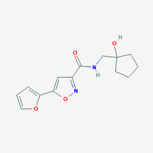 molecular formula C14H16N2O4 B2509172 5-(furan-2-yl)-N-((1-hydroxycyclopentyl)methyl)isoxazole-3-carboxamide CAS No. 1216704-48-1