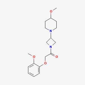 molecular formula C18H26N2O4 B2509175 2-(2-Methoxyphenoxy)-1-(3-(4-methoxypiperidin-1-yl)azetidin-1-yl)ethanone CAS No. 2034527-42-7