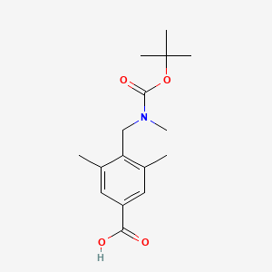 molecular formula C16H23NO4 B2509179 3,5-Dimethyl-4-[[methyl-[(2-methylpropan-2-yl)oxycarbonyl]amino]methyl]benzoic acid CAS No. 1246247-72-2