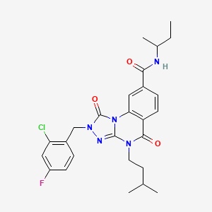 molecular formula C26H29ClFN5O3 B2509182 N-(sec-butyl)-2-(2-chloro-4-fluorobenzyl)-4-(3-methylbutyl)-1,5-dioxo-1,2,4,5-tetrahydro[1,2,4]triazolo[4,3-a]quinazoline-8-carboxamide CAS No. 1223856-18-5