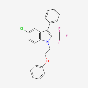 molecular formula C23H17ClF3NO B2509188 2-(5-Chloro-3-phenyl-2-(trifluoromethyl)-1H-indol-1-yl)ethyl phenyl ether CAS No. 338966-38-4