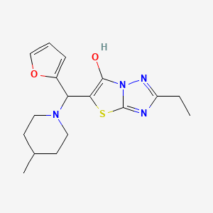 molecular formula C17H22N4O2S B2509195 2-乙基-5-(呋喃-2-基(4-甲基哌啶-1-基)甲基)噻唑并[3,2-b][1,2,4]三唑-6-醇 CAS No. 886906-41-8