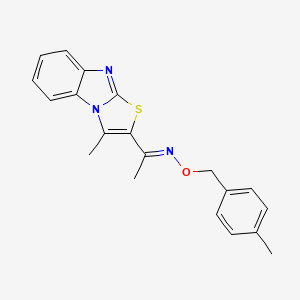 molecular formula C20H19N3OS B2509199 1-(3-methyl[1,3]thiazolo[3,2-a][1,3]benzimidazol-2-yl)-1-ethanone O-(4-methylbenzyl)oxime CAS No. 478062-88-3