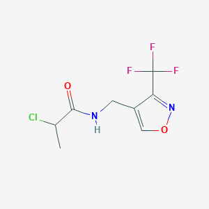 molecular formula C8H8ClF3N2O2 B2509202 2-Chloro-N-[[3-(trifluoromethyl)-1,2-oxazol-4-yl]methyl]propanamide CAS No. 2411219-53-7