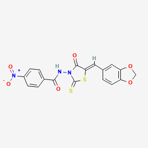 (Z)-N-(5-(benzo[d][1,3]dioxol-5-ylmethylene)-4-oxo-2-thioxothiazolidin-3-yl)-4-nitrobenzamide