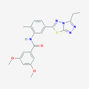 molecular formula C21H21N5O3S B250921 N-[5-(3-ethyl[1,2,4]triazolo[3,4-b][1,3,4]thiadiazol-6-yl)-2-methylphenyl]-3,5-dimethoxybenzamide 