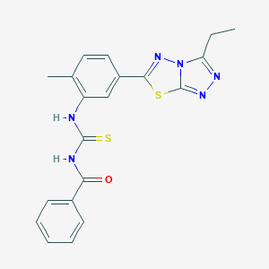 molecular formula C20H18N6OS2 B250922 N-{[5-(3-ethyl[1,2,4]triazolo[3,4-b][1,3,4]thiadiazol-6-yl)-2-methylphenyl]carbamothioyl}benzamide 