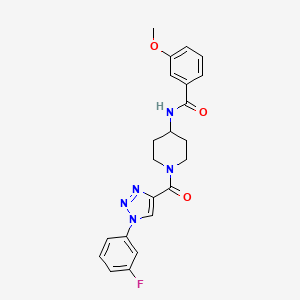 molecular formula C22H22FN5O3 B2509229 N-(1-(1-(3-氟苯基)-1H-1,2,3-三唑-4-羰基)哌啶-4-基)-3-甲氧基苯甲酰胺 CAS No. 1251591-20-4