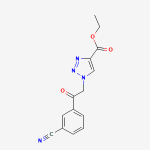 molecular formula C14H12N4O3 B2509230 ethyl 1-[2-(3-cyanophenyl)-2-oxoethyl]-1H-1,2,3-triazole-4-carboxylate CAS No. 1432436-39-9