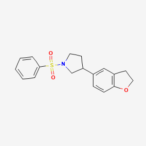 molecular formula C18H19NO3S B2509241 1-(Benzenesulfonyl)-3-(2,3-dihydro-1-benzofuran-5-yl)pyrrolidine CAS No. 2097890-41-8