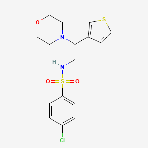 molecular formula C16H19ClN2O3S2 B2509247 4-chloro-N-(2-morpholino-2-(thiophen-3-yl)ethyl)benzenesulfonamide CAS No. 946221-99-4