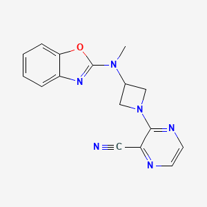 molecular formula C16H14N6O B2509249 3-[3-[1,3-Benzoxazol-2-yl(methyl)amino]azetidin-1-yl]pyrazine-2-carbonitrile CAS No. 2380178-42-5