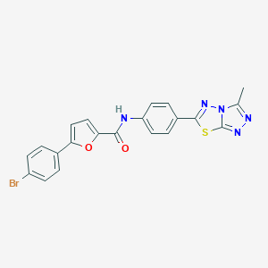 molecular formula C21H14BrN5O2S B250925 5-(4-bromophenyl)-N-[4-(3-methyl[1,2,4]triazolo[3,4-b][1,3,4]thiadiazol-6-yl)phenyl]-2-furamide 