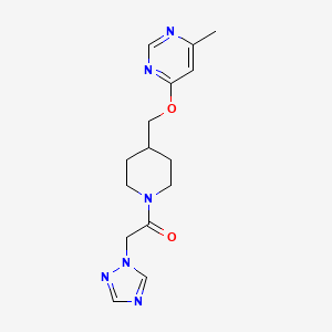 molecular formula C15H20N6O2 B2509255 1-(4-(((6-methylpyrimidin-4-yl)oxy)methyl)piperidin-1-yl)-2-(1H-1,2,4-triazol-1-yl)ethan-1-one CAS No. 2320376-99-4