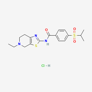 molecular formula C18H24ClN3O3S2 B2509258 N-(5-ethyl-4,5,6,7-tetrahydrothiazolo[5,4-c]pyridin-2-yl)-4-(isopropylsulfonyl)benzamide hydrochloride CAS No. 1189421-02-0