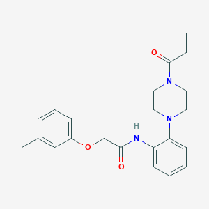 molecular formula C22H27N3O3 B250926 2-(3-methylphenoxy)-N-[2-(4-propionyl-1-piperazinyl)phenyl]acetamide 