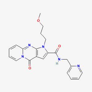 molecular formula C21H21N5O3 B2509263 1-(3-methoxypropyl)-4-oxo-N-(pyridin-2-ylmethyl)-1,4-dihydropyrido[1,2-a]pyrrolo[2,3-d]pyrimidine-2-carboxamide CAS No. 902044-49-9