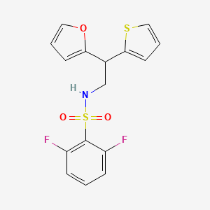 molecular formula C16H13F2NO3S2 B2509267 2,6-difluoro-N-[2-(furan-2-yl)-2-(thiophen-2-yl)ethyl]benzene-1-sulfonamide CAS No. 2097883-26-4