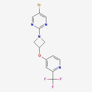 molecular formula C13H10BrF3N4O B2509283 5-Bromo-2-[3-[2-(trifluoromethyl)pyridin-4-yl]oxyazetidin-1-yl]pyrimidine CAS No. 2380095-66-7