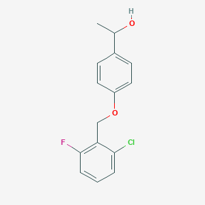 molecular formula C15H14ClFO2 B2509290 1-{4-[(2-Chloro-6-fluorobenzyl)oxy]phenyl}-1-ethanol CAS No. 477889-19-3
