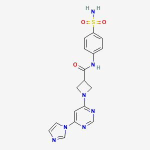 molecular formula C17H17N7O3S B2509291 1-(6-(1H-imidazol-1-yl)pyrimidin-4-yl)-N-(4-sulfamoylphenyl)azetidine-3-carboxamide CAS No. 2034582-62-0