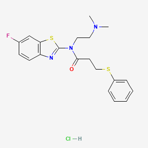 molecular formula C20H23ClFN3OS2 B2509293 N-(2-(dimethylamino)ethyl)-N-(6-fluorobenzo[d]thiazol-2-yl)-3-(phenylthio)propanamide hydrochloride CAS No. 1215839-80-7