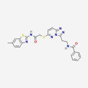 molecular formula C24H21N7O2S2 B2509295 N-(2-(6-((2-((6-methylbenzo[d]thiazol-2-yl)amino)-2-oxoethyl)thio)-[1,2,4]triazolo[4,3-b]pyridazin-3-yl)ethyl)benzamide CAS No. 896058-95-0