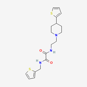 molecular formula C18H23N3O2S2 B2509307 N1-(2-(4-(thiophen-2-yl)piperidin-1-yl)ethyl)-N2-(thiophen-2-ylmethyl)oxalamide CAS No. 1428373-67-4