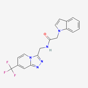 molecular formula C18H14F3N5O B2509310 2-(1H-indol-1-yl)-N-((7-(trifluoromethyl)-[1,2,4]triazolo[4,3-a]pyridin-3-yl)methyl)acetamide CAS No. 2034373-49-2