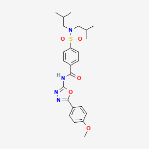 molecular formula C24H30N4O5S B2509315 4-[bis(2-methylpropyl)sulfamoyl]-N-[5-(4-methoxyphenyl)-1,3,4-oxadiazol-2-yl]benzamide CAS No. 442881-30-3