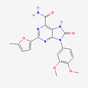 molecular formula C19H17N5O5 B2509318 9-(3,4-dimethoxyphenyl)-2-(5-methylfuran-2-yl)-8-oxo-7H-purine-6-carboxamide CAS No. 898447-24-0