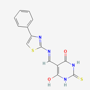 molecular formula C14H10N4O2S2 B2509320 5-(((4-苯并噻唑-2-基)氨基)亚甲基)-2-硫代二氢嘧啶-4,6(1H,5H)-二酮 CAS No. 1021262-85-0