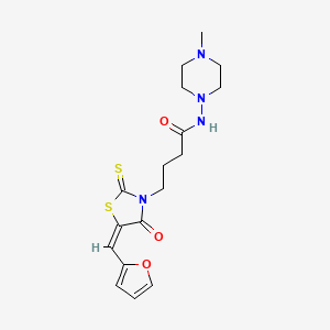 (E)-4-(5-(furan-2-ylmethylene)-4-oxo-2-thioxothiazolidin-3-yl)-N-(4-methylpiperazin-1-yl)butanamide