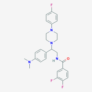 molecular formula C27H29F3N4O B2509336 N-{2-[4-(dimethylamino)phenyl]-2-[4-(4-fluorophenyl)piperazin-1-yl]ethyl}-3,4-difluorobenzamide CAS No. 946315-72-6