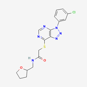 molecular formula C17H17ClN6O2S B2509351 2-((3-(3-chlorophenyl)-3H-[1,2,3]triazolo[4,5-d]pyrimidin-7-yl)thio)-N-((tetrahydrofuran-2-yl)methyl)acetamide CAS No. 941991-51-1