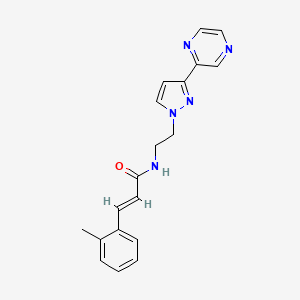 molecular formula C19H19N5O B2509359 (E)-N-(2-(3-(吡嗪-2-基)-1H-吡唑-1-基)乙基)-3-(邻甲苯基)丙烯酰胺 CAS No. 2035036-55-4
