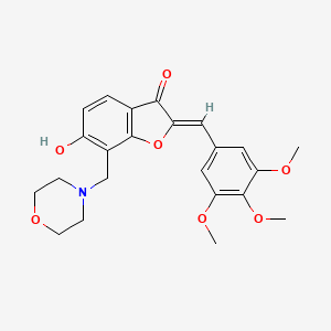 molecular formula C23H25NO7 B2509364 (Z)-6-hydroxy-7-(morpholinomethyl)-2-(3,4,5-trimethoxybenzylidene)benzofuran-3(2H)-one CAS No. 869078-15-9