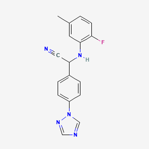 2-(2-fluoro-5-methylanilino)-2-[4-(1H-1,2,4-triazol-1-yl)phenyl]acetonitrile