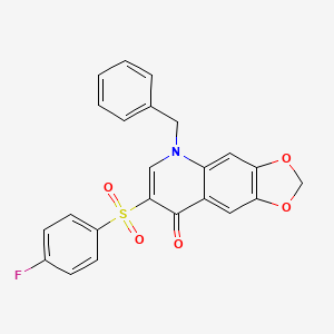 molecular formula C23H16FNO5S B2509369 5-benzyl-7-(4-fluorobenzenesulfonyl)-2H,5H,8H-[1,3]dioxolo[4,5-g]quinolin-8-one CAS No. 866809-90-7