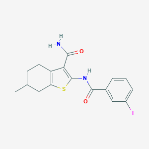 molecular formula C17H17IN2O2S B250937 2-[(3-Iodobenzoyl)amino]-6-methyl-4,5,6,7-tetrahydro-1-benzothiophene-3-carboxamide 