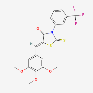 molecular formula C20H16F3NO4S2 B2509373 (5Z)-2-sulfanylidene-3-[3-(trifluoromethyl)phenyl]-5-[(3,4,5-trimethoxyphenyl)methylidene]-1,3-thiazolidin-4-one CAS No. 303056-53-3